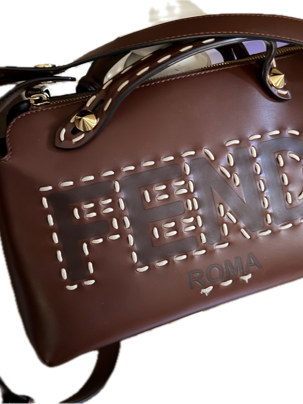 Fendi By The Way Brown Roma Leather Top-Handle Bag